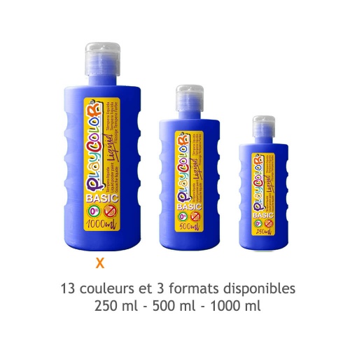 Peinture gouache liquide BASIC 1000ml. BLEU FONCE - PLAYCOLOR