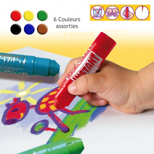 BASIC ONE - Stick de peinture gouache solide 10 g - 6 couleurs assorties - PLAYCOLOR