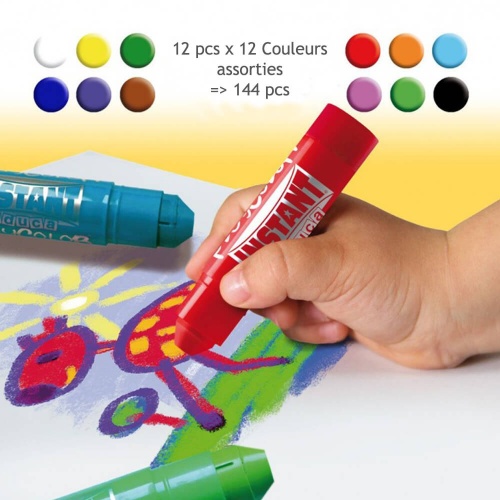 BASIC ONE CLASS BOX - Stick de peinture gouache solide 10 g -144 pcs - couleurs assorties - PLAYCOLOR