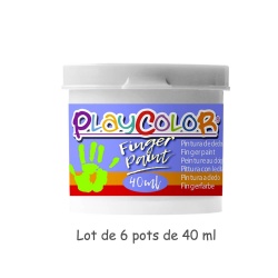 FINGER PAINT BASIC - Lot de 6 pots de peinture au doigt - 40 ml. Monocouleur BLANC - PLAYCOLOR