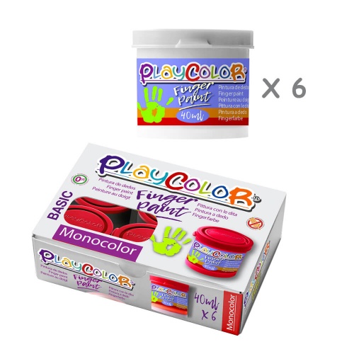 FINGER PAINT BASIC - Lot de 6 pots de peinture au doigt - 40 ml. Monocouleur BLANC - PLAYCOLOR