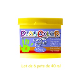 FINGER PAINT BASIC - Lot de 6 pots de peinture au doigt - 40 ml. Monocouleur JAUNE - PLAYCOLOR