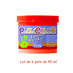 FINGER PAINT BASIC - Lot de 6 pots de peinture au doigt - 40 ml. Monocouleur ROUGE - PLAYCOLOR