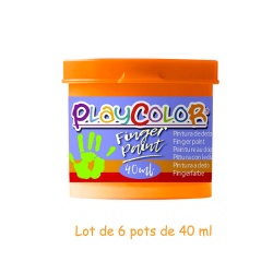 FINGER PAINT BASIC - Lot de 6 pots de peinture au doigt - 40 ml. Monocouleur ORANGE - PLAYCOLOR