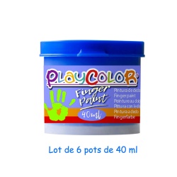 FINGER PAINT BASIC - Lot de 6 pots de peinture au doigt - 40 ml. Monocouleur BLEU - PLAYCOLOR