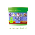 FINGER PAINT BASIC - Lot de 6 pots de peinture au doigt - 40 ml. Monocouleur VERT - PLAYCOLOR