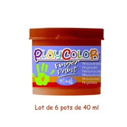 FINGER PAINT BASIC - Lot de 6 pots de peinture au doigt - 40 ml. Monocouleur MARRON - PLAYCOLOR
