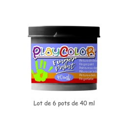 FINGER PAINT BASIC - Lot de 6 pots de peinture au doigt - 40 ml. Monocouleur NOIR - PLAYCOLOR