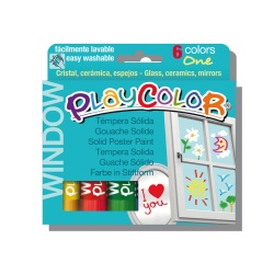 WINDOW ONE - Stick de peinture gouache solide 10 g pour fenêtre, céramique ou miroir - 6 couleurs assorties - PLAYCOLOR