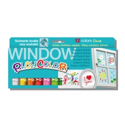 WINDOW ONE - Stick de peinture gouache solide 10 g pour fenêtre, céramique ou miroir - 12 couleurs assorties - PLAYCOLOR