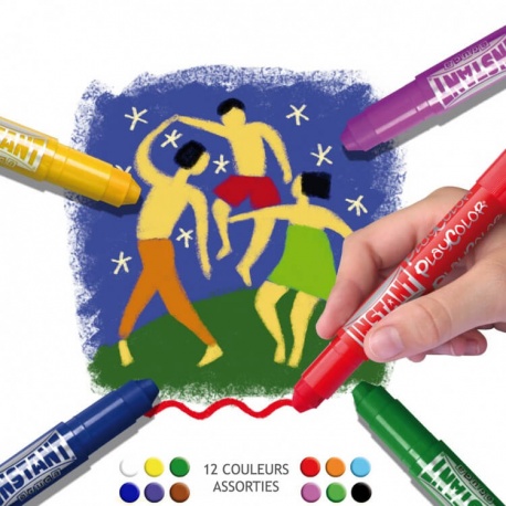BASIC POCKET - Stylo de peinture gouache solide 5 g - 12 couleurs assorties - PLAYCOLOR