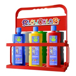 FINGER PAINT BASIC - Lot de 6 Peinture au doigt - 1000 ml. avec casier de rangement - PLAYCOLOR