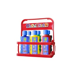 FINGER PAINT BASIC - Lot de 6 Peinture au doigt - 250 ml. avec casier de rangement - PLAYCOLOR