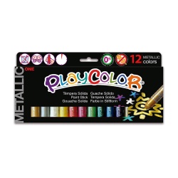 METALLIC ONE - Stick de peinture gouache solide 10 g - 12 couleurs assorties - PLAYCOLOR