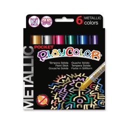 METALLIC POCKET - Stylo de peinture gouache solide 5 g - 6 couleurs assorties - PLAYCOLOR