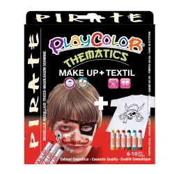 Pack 3-en-1 - Maquillage + T-Shirt à peindre + Stick de peinture pour textile - Thème PIRATE - PLAYCOLOR