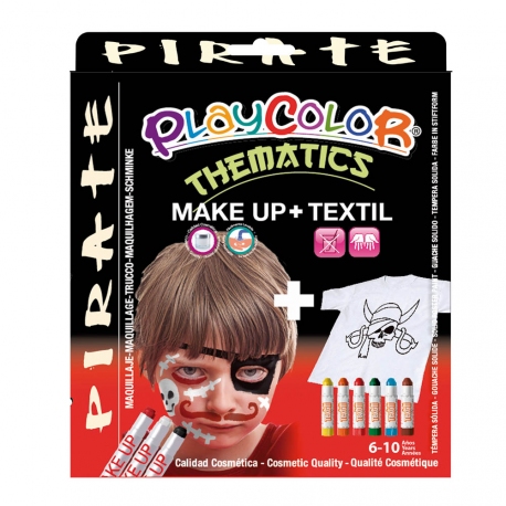 Pack 3-en-1 - Maquillage + T-Shirt à peindre + Stick de peinture pour textile - Thème PIRATE - PLAYCOLOR