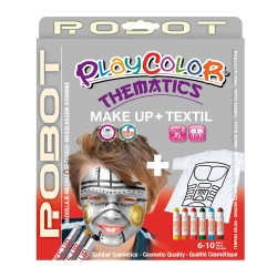Pack 3-en-1 - Maquillage + T-Shirt à peindre + Stick de peinture pour textile - Thème ROBOT - PLAYCOLOR