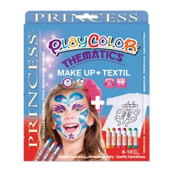 Pack 3-en-1 - Maquillage + T-Shirt à peindre + Stick de peinture pour textile - Thème PRINCESS - PLAYCOLOR