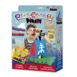 Pack 3-en-1 - Maquillage + T-Shirt à peindre + Stick de peinture pour textile - Thème PIRATE - PLAYCOLOR