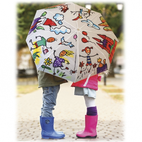 Pack 2-en-1 comprenant 1 PARAPLUIE Diam. 96 cm + TEXTIL ONE - 6 Sticks de peinture gouache solide 10 g - PLAYCOLOR