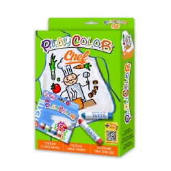 Pack 2-en-1 comprenant 1 TABLIER de 55 x 65 cm + TEXTIL ONE - 6 Sticks de peinture gouache solide 10 g - PLAYCOLOR 