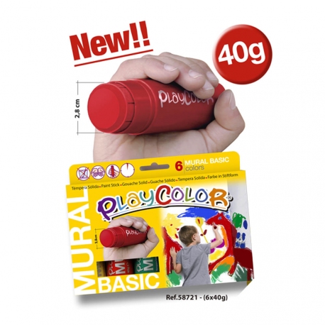 BASIC ONE - Stick de peinture gouache solide 10 g - 12 couleurs assorties - PLAYCOLOR