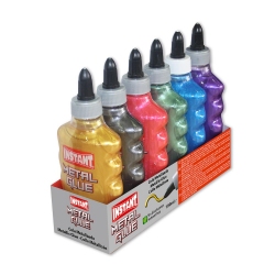 Lot de 6 Colles couleur métallique 180ml - 6 couleurs assorties - Loisirs créatifs - INSTANT
