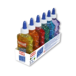 Lot de 6 Colles couleur transparente 180ml - 6 couleurs assorties - Loisirs créatifs - INSTANT