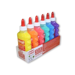 Lot de 6 Colles couleur opaque 180ml - 6 couleurs assorties - Loisirs créatifs - INSTANT