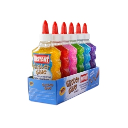 Lot de 6 Colles métallique avec paillettes - GLITTER GLUE METALLIC 180ml - 6 couleurs assorties - SLIME - INSTANT