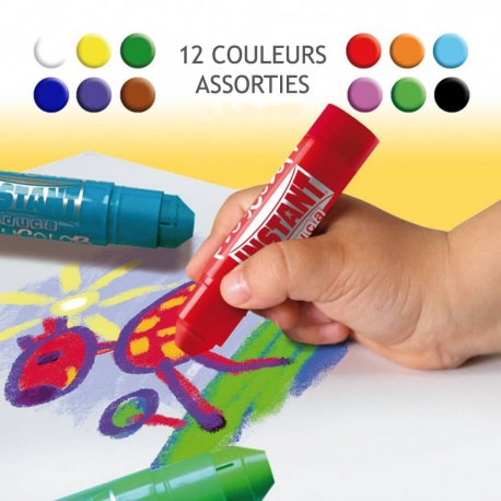 BASIC ONE - Stick de peinture gouache solide 10 g - 12 couleurs assorties - PLAYCOLOR