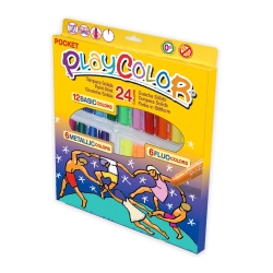 BASIC POCKET - Stylo de peinture gouache solide 5 g - 12 couleurs assorties - PLAYCOLOR