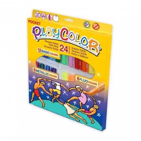 BASIC POCKET - Stylo de peinture gouache solide 5 g - 12 couleurs assorties - PLAYCOLOR