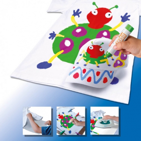 Pack 2-en-1 comprenant 2 POCHOIRS filles + TEXTIL POCKET - 6 Stylos de peinture gouache solide spécial textile - PLAYCOLOR 