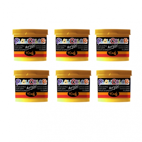 ACRYLIC BASIC - Lot de 6 pots de peinture acrylique métallique - 40 ml. Monocouleur OR - PLAYCOLOR