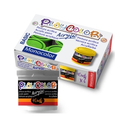 ACRYLIC BASIC - Lot de 6 pots de peinture acrylique métallique - 40 ml. Monocouleur ARGENT - PLAYCOLOR