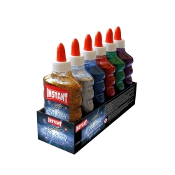 Lot de 6 Colles couleur transparente 180ml - 6 couleurs assorties - Loisirs créatifs - INSTANT