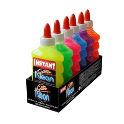 Lot de 6 Colles couleur transparente 180ml - 6 couleurs assorties - Loisirs créatifs - INSTANT