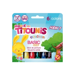 Sticks de peinture gouache solide 10g - BASIC ONE - 12 couleurs assorties