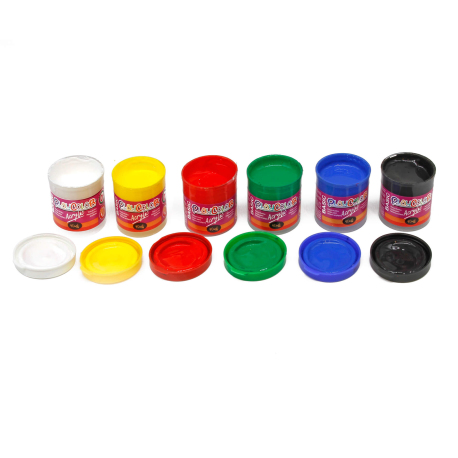 ACRYLIC BASIC - Lot de 6 pots de peinture acrylique - 40 ml. - 6 couleurs assorties - PLAYCOLOR