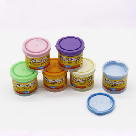 FINGER PAINT BASIC - Lot de 6 pots de peinture au doigt - 40 ml. couleurs assorties - PLAYCOLOR