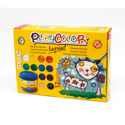 Lot de 12 pots de peinture gouache liquide BASIC - 40 ml. couleurs assorties - PLAYCOLOR
