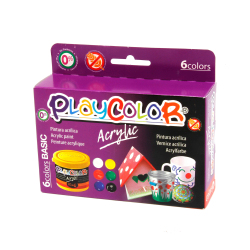 ACRYLIC BASIC - Lot de 6 pots de peinture acrylique - 40 ml. - 6 couleurs assorties - PLAYCOLOR