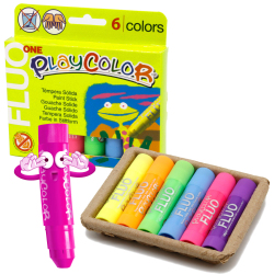 FLUO ONE - Stick de peinture gouache solide 10 g - 6 couleurs assorties - PLAYCOLOR